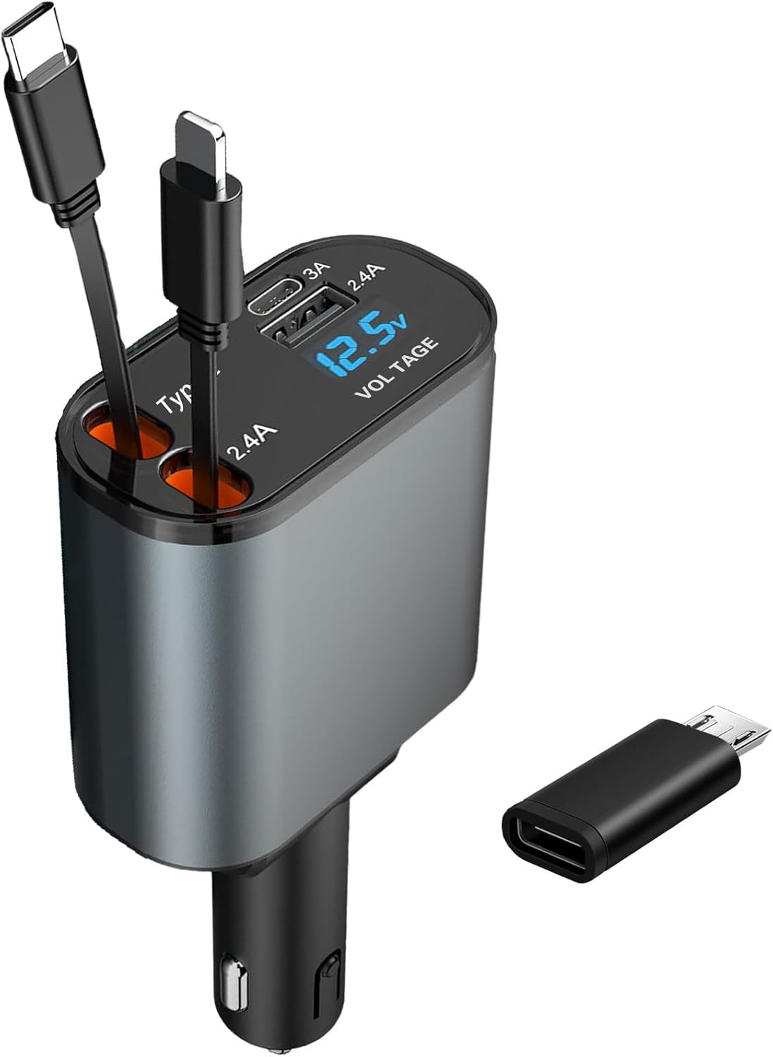 ⚡ CHARGEUR VOITURE RAPIDE 30W AVEC CÂBLES INTÉGRÉS TYPE-C & iPhone