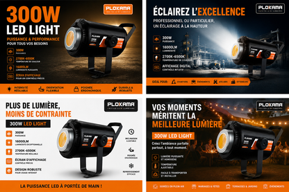 Projecteur Professionnel Plokama PK600S – 300W