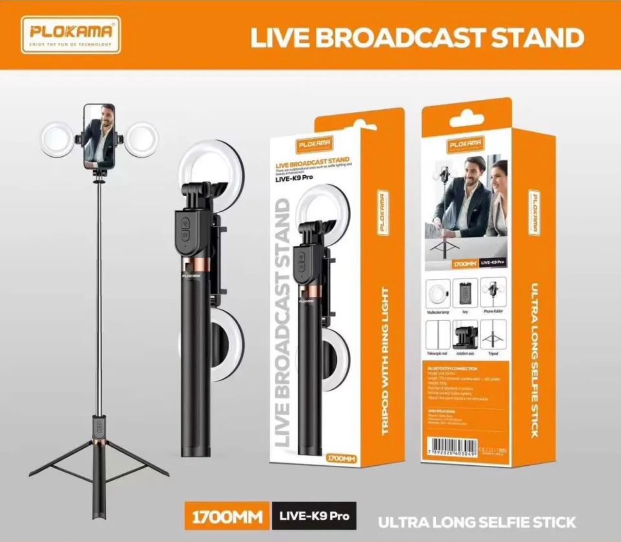 📸 LIVE-K9 Pro – Trépied Selfie & Ring Light Professionnel