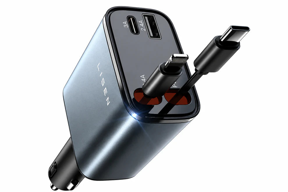 ⚡ CHARGEUR VOITURE RAPIDE 30W AVEC CÂBLES INTÉGRÉS TYPE-C & iPhone