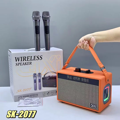🎤🔊 ENCEINTE KARAOKÉ BLUETOOTH SK-2077 AVEC 2 MICROPHONES SANS FIL
