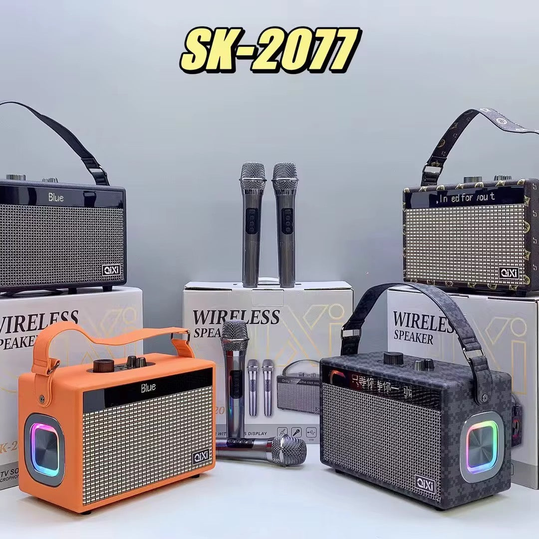 🎤🔊 ENCEINTE KARAOKÉ BLUETOOTH SK-2077 AVEC 2 MICROPHONES SANS FIL