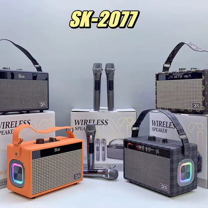 🎤🔊 ENCEINTE KARAOKÉ BLUETOOTH SK-2077 AVEC 2 MICROPHONES SANS FIL