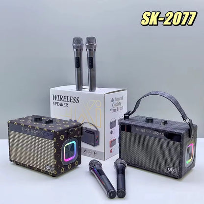 🎤🔊 ENCEINTE KARAOKÉ BLUETOOTH SK-2077 AVEC 2 MICROPHONES SANS FIL