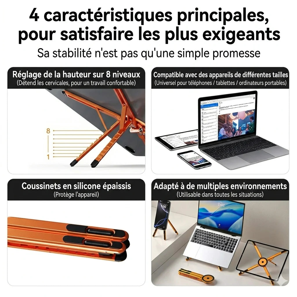💻 Support Magnétique Elite 3-en-1 : Smartphone, Tablette & Ordinateur