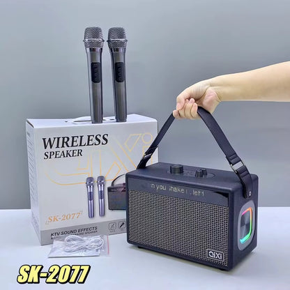 🎤🔊 ENCEINTE KARAOKÉ BLUETOOTH SK-2077 AVEC 2 MICROPHONES SANS FIL
